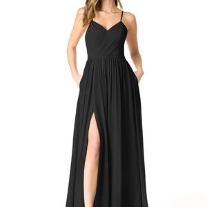 Azazie Black Sleeveless V-Neck Maxi Gown